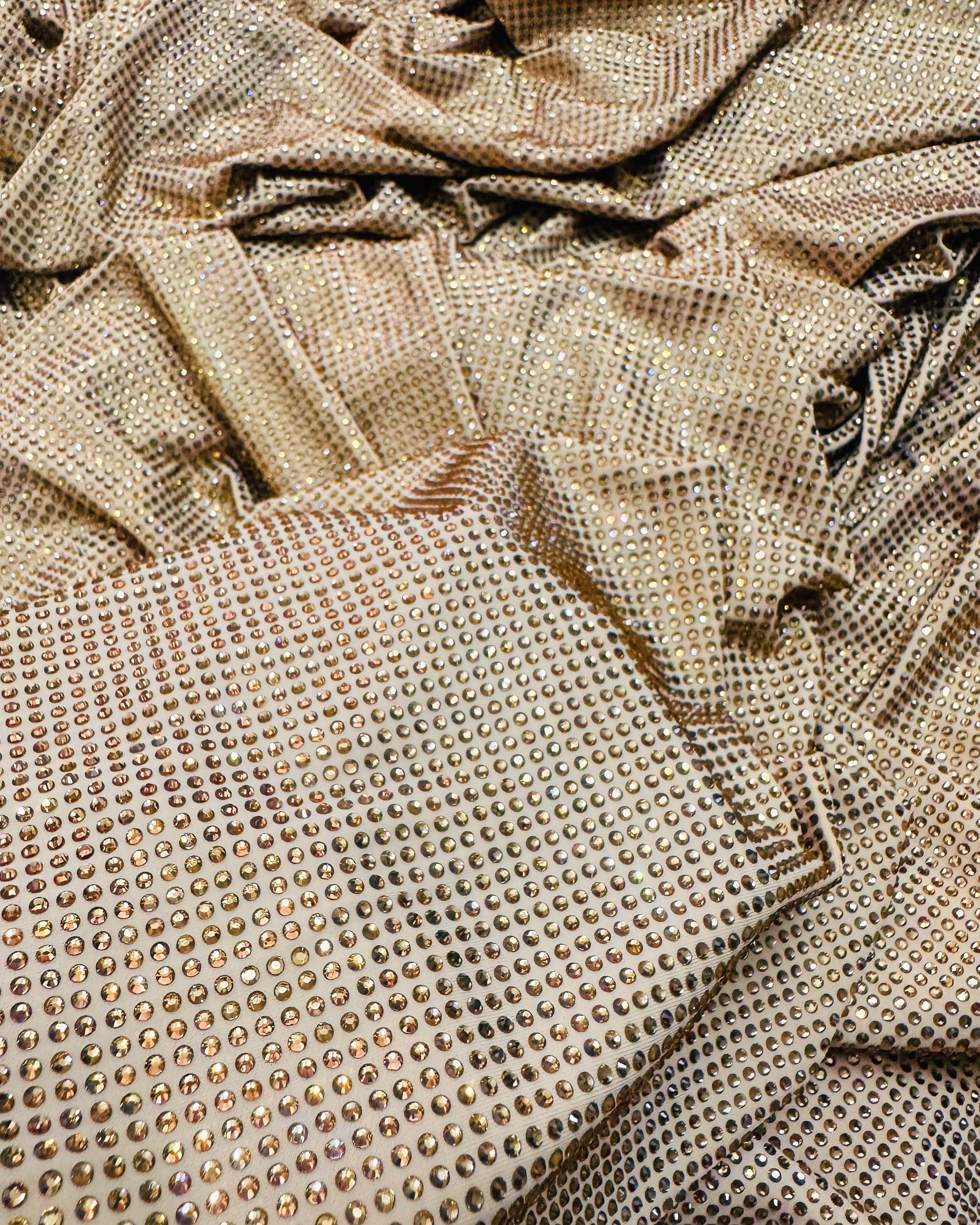 LT Topaz Swarovski Crystal Stretchable Rhinestone Embellished Luxury Lycra Fabric for Haute Couture Fashion Designer