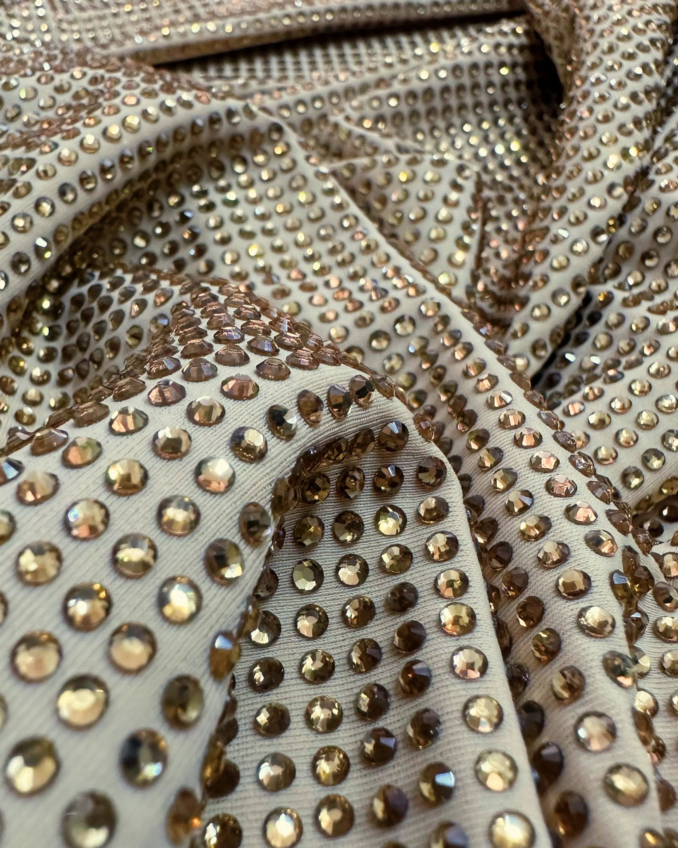 LT Topaz Swarovski Crystal Stretchable Rhinestone Embellished Luxury Lycra Fabric for Haute Couture Fashion Designer