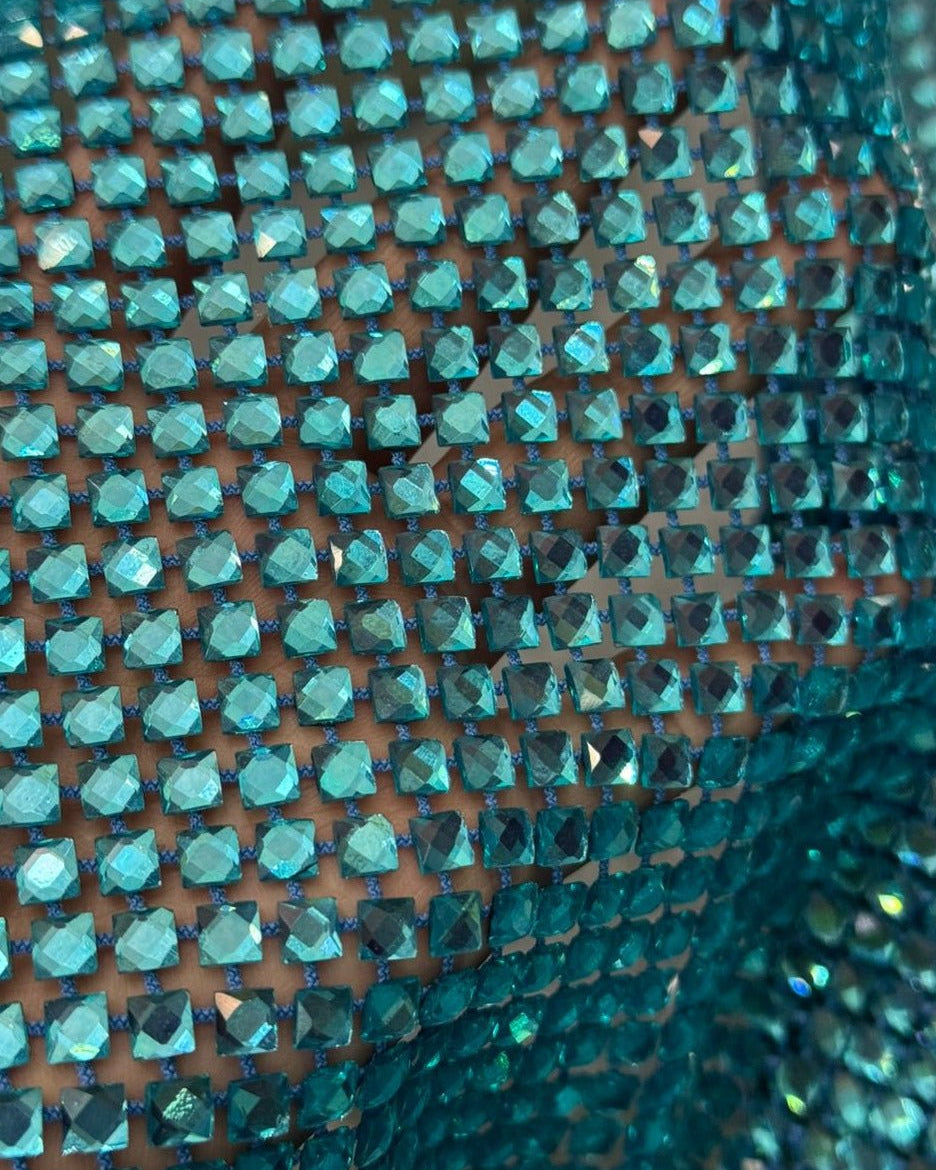 Aquamarine in Blue Fishnet - Atelier Rioux Fabric Store