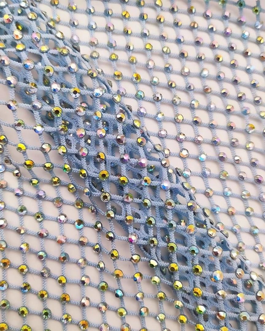 Crystal AB in Light Blue Fishnet - Atelier Rioux Fabric Store