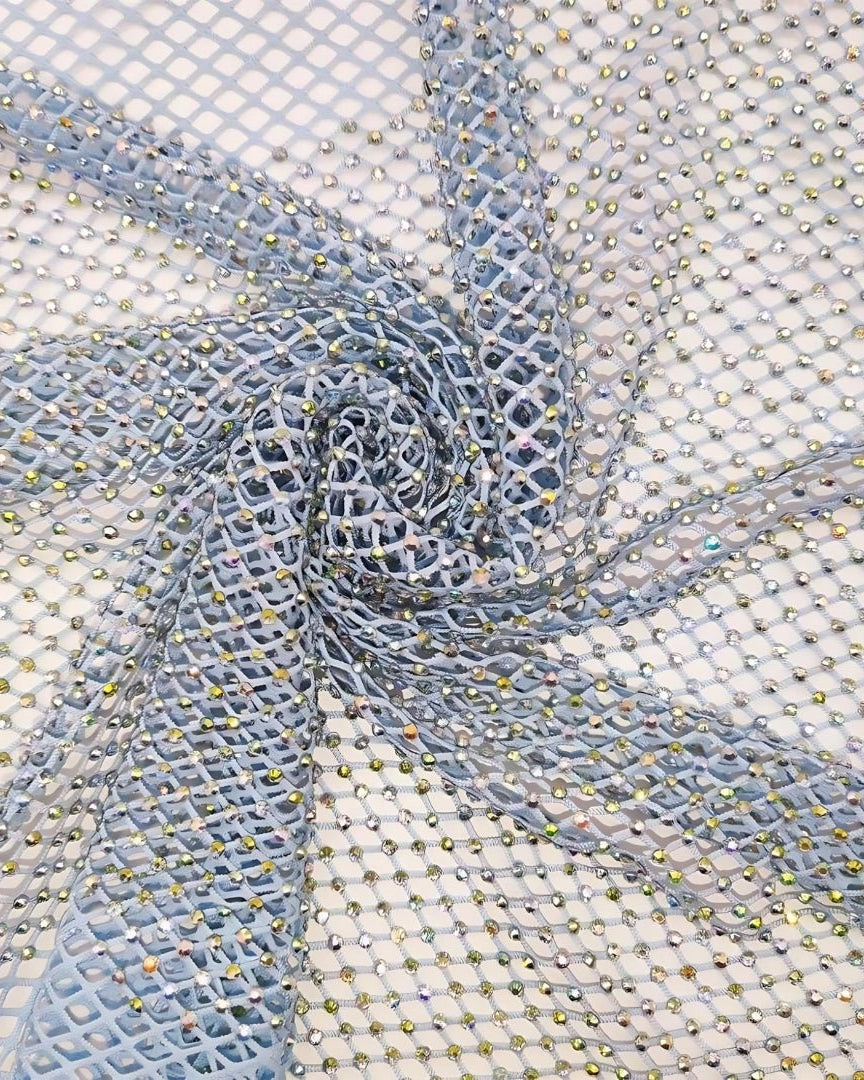 Crystal AB in Light Blue Fishnet - Atelier Rioux Fabric Store
