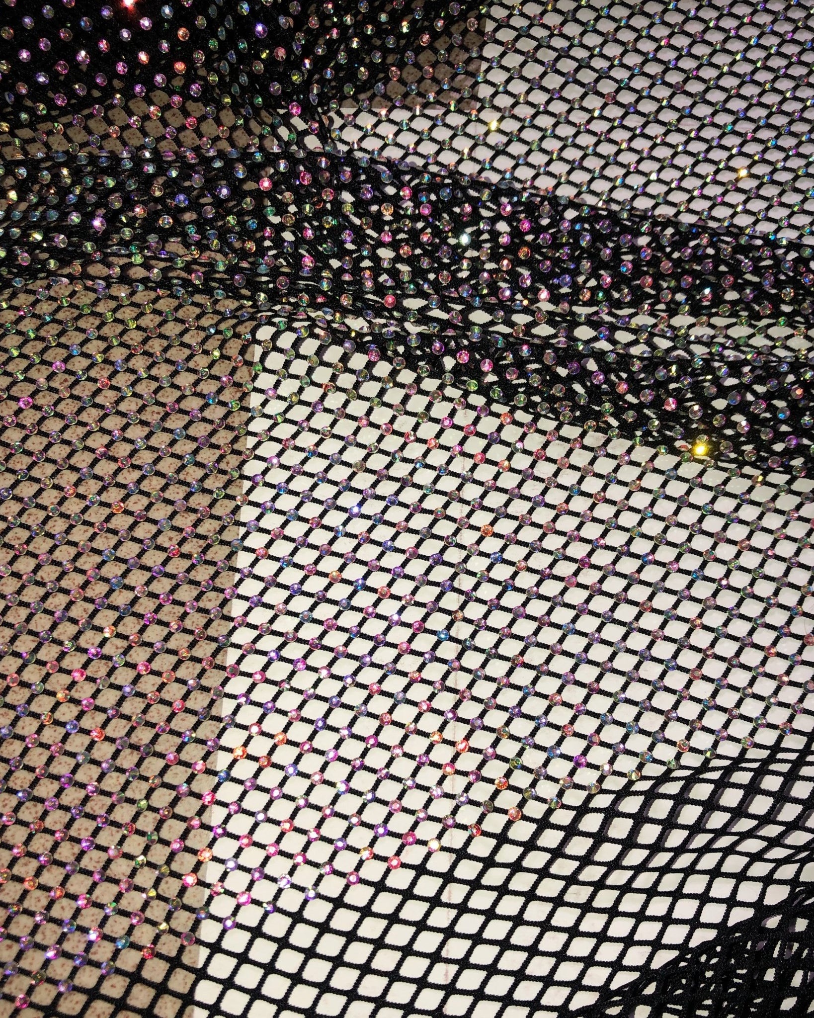 Crystal Fishnet | Crystal AB in Black Fishnet - Atelier Rioux Fabric Store