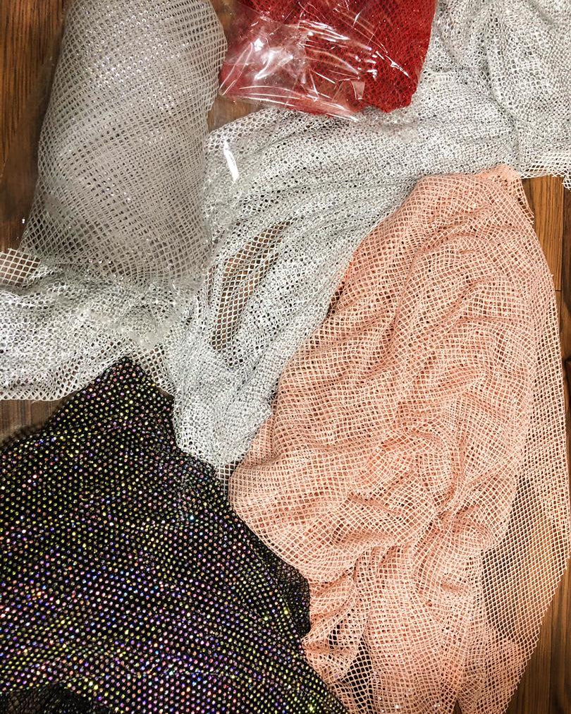 Crystal Fishnet | Crystal AB in Black Fishnet - Atelier Rioux Fabric Store