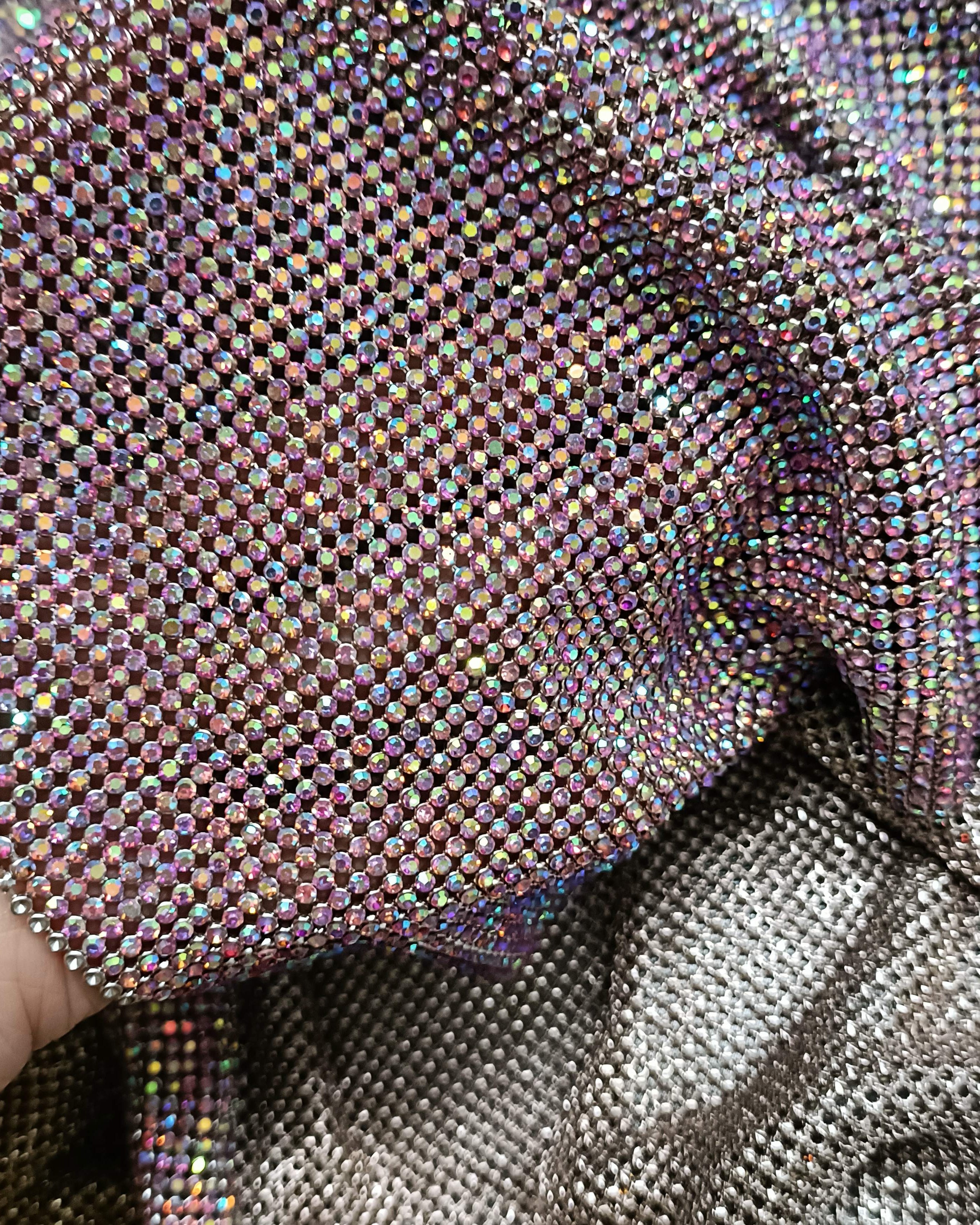 lt rose ab crystal mesh chainmail swarovski fabric