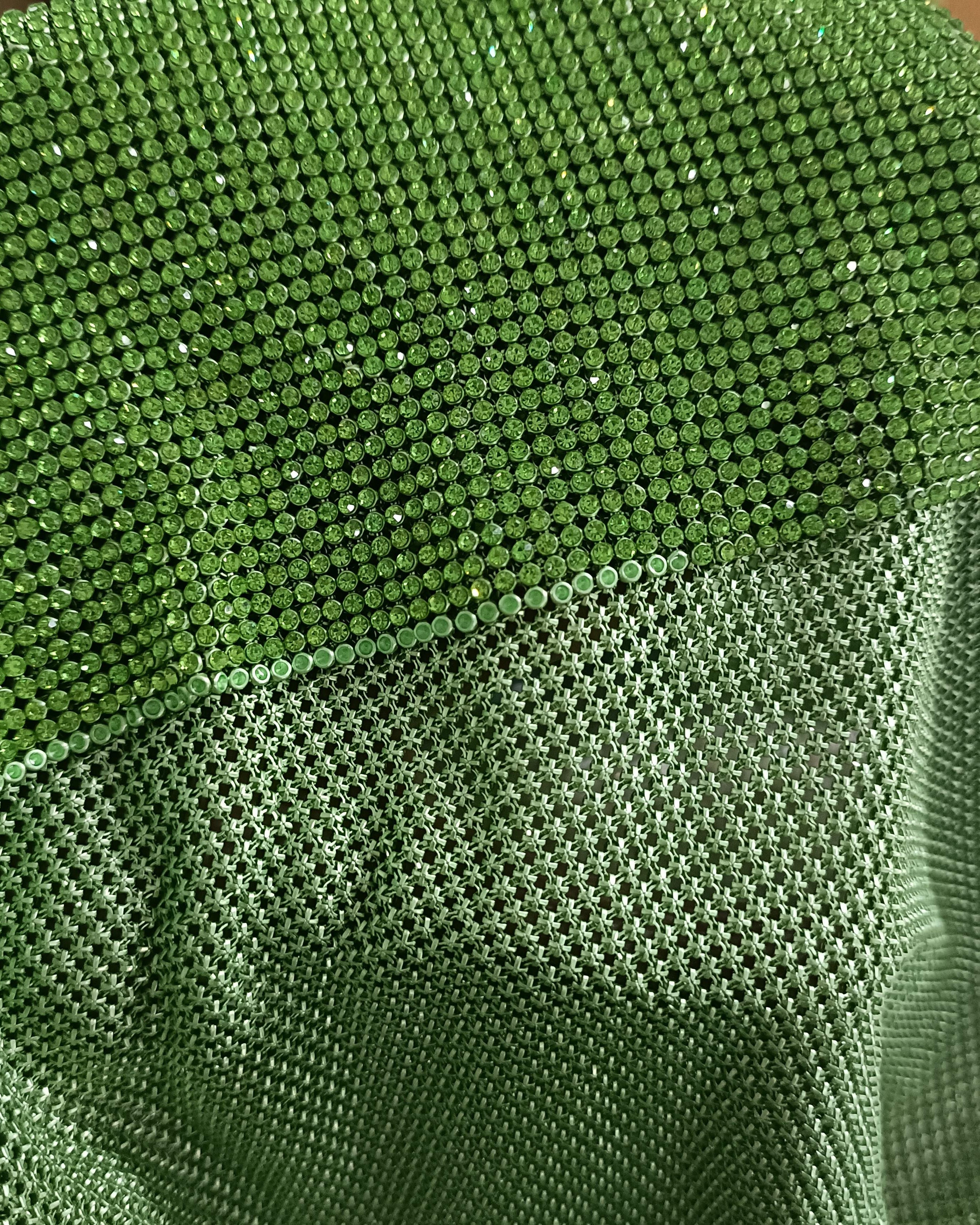 peridot swarovski crystal mesh chainmail fabric