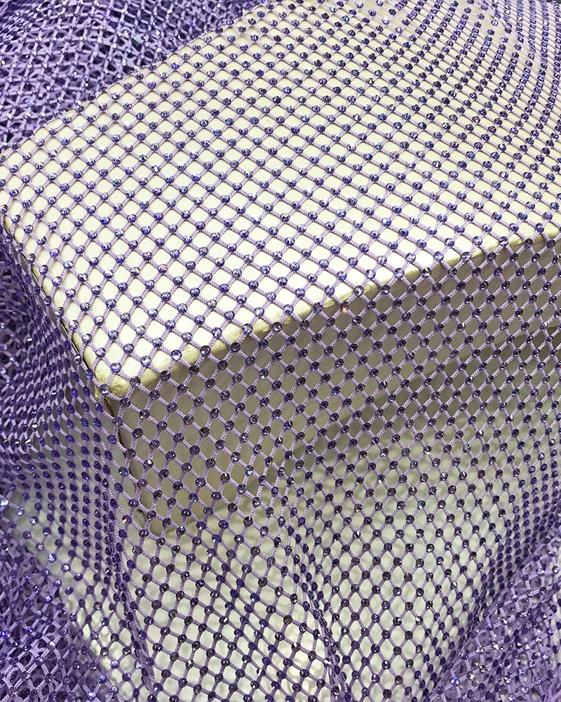 light violet swarovski crystal mesh fabric