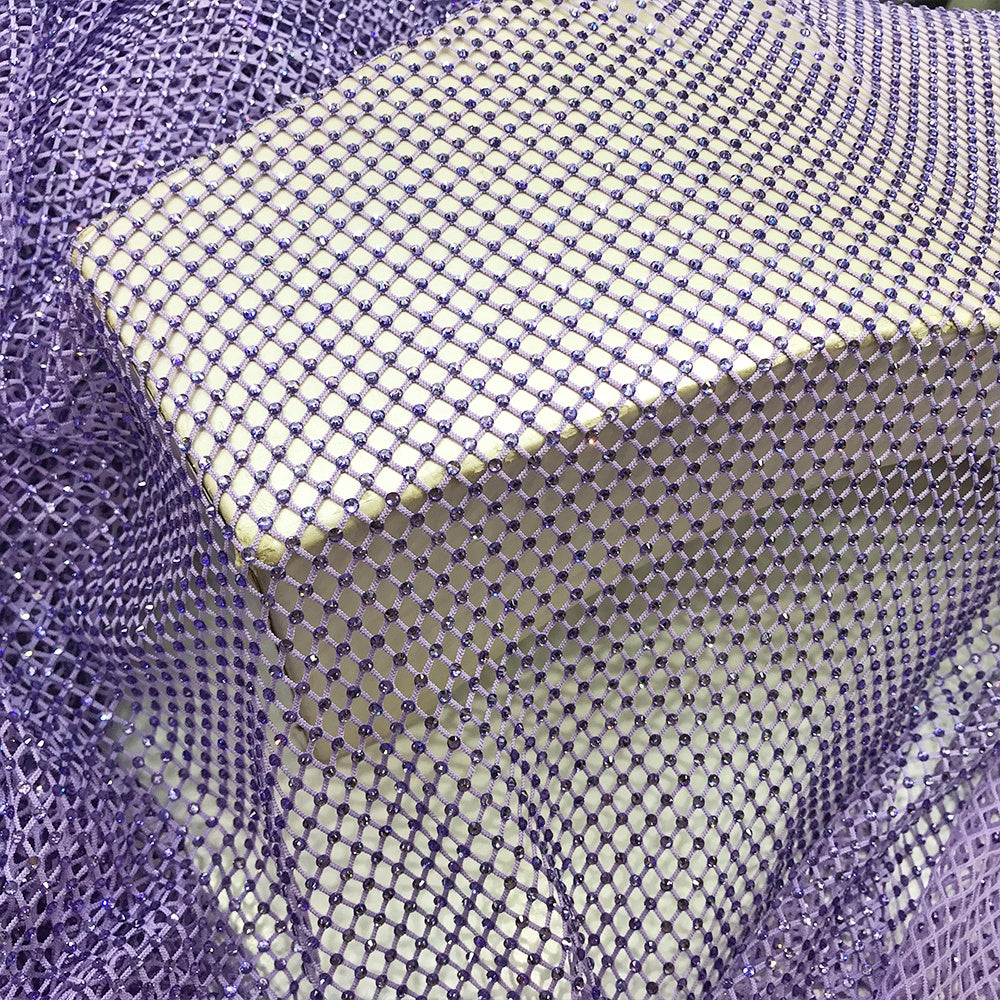 light violet swarovski crystal mesh fabric