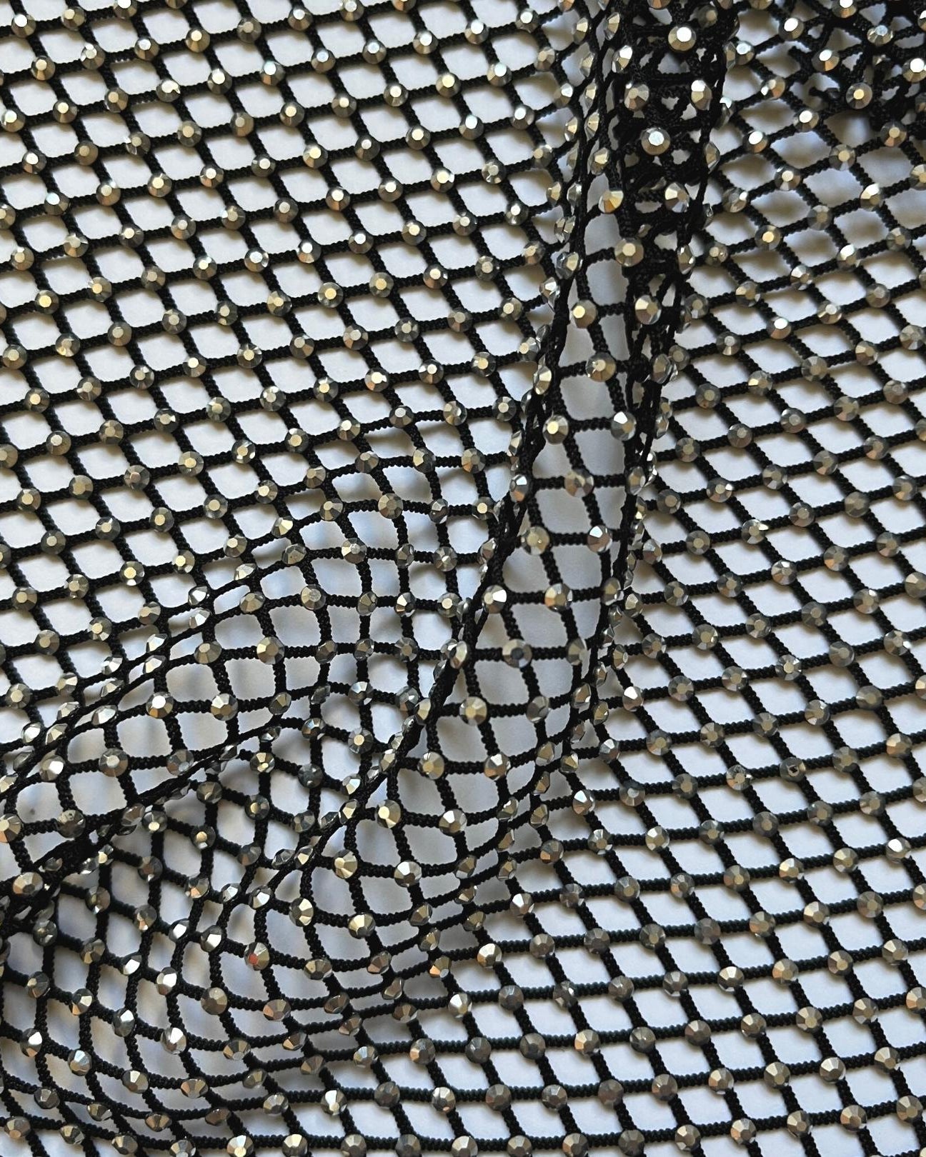 labrador silver crystal mesh swarovski fabric