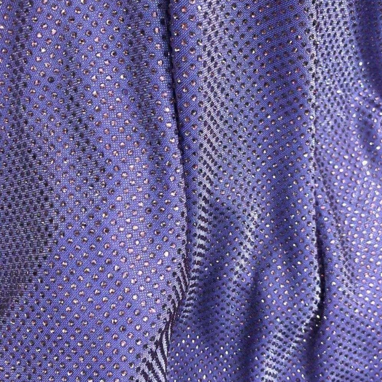 lilac crystal in stretchable lurex violet fabric