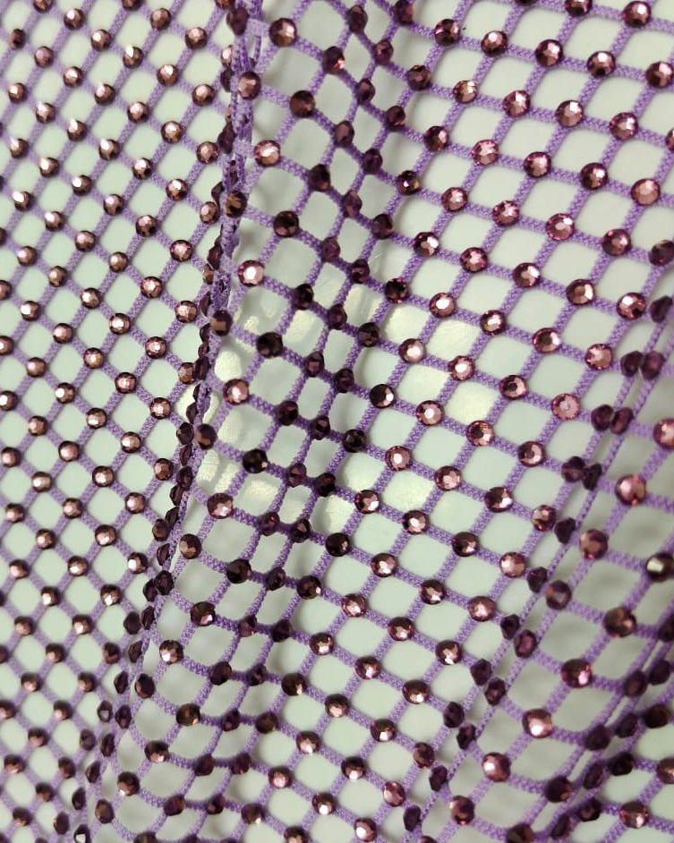 violet crystal fishnet fabric