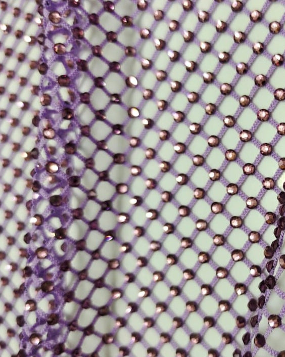 violet crystal fishnet fabric