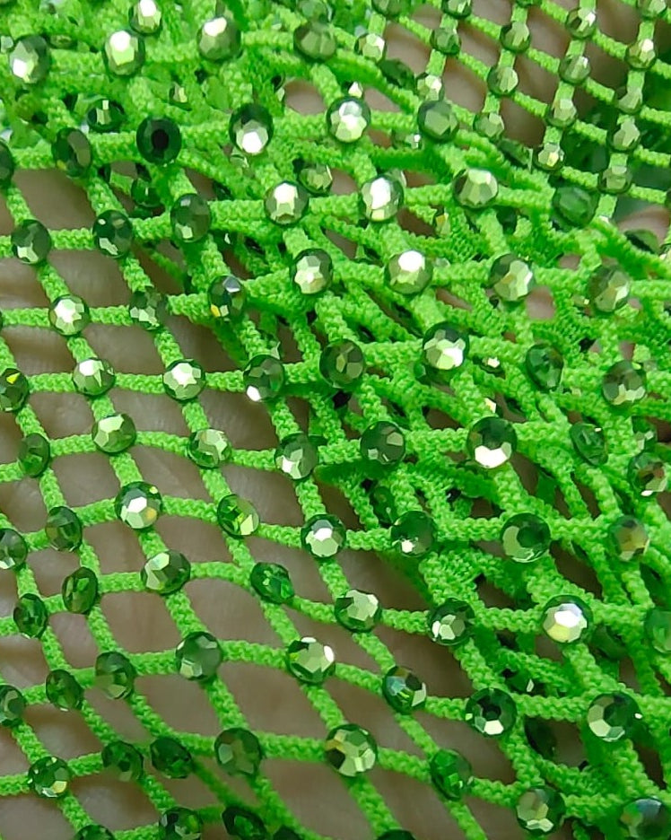 peridot crystal mesh fabric