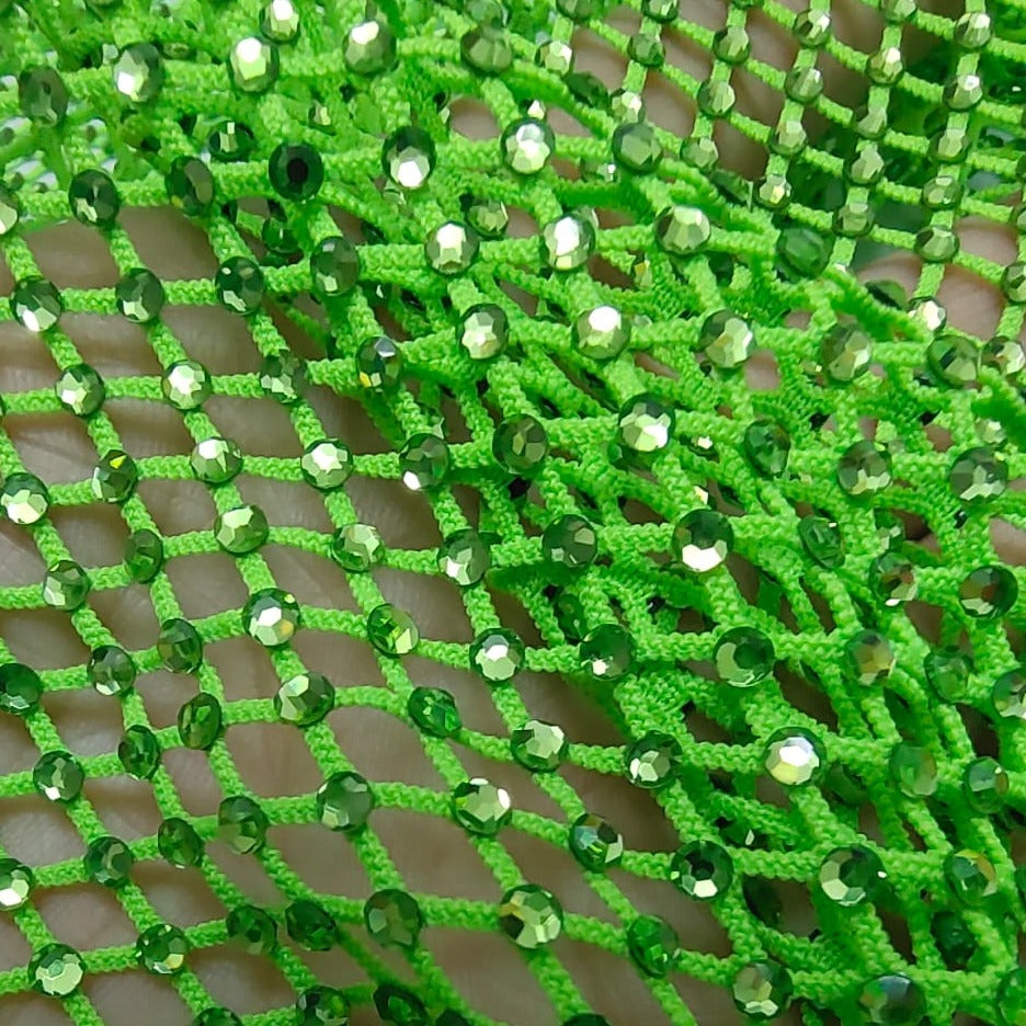 peridot crystal mesh fabric