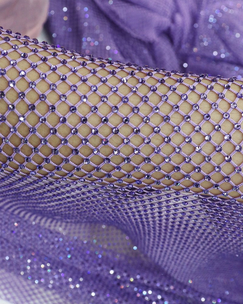 light violet swarovski crystal mesh fabric