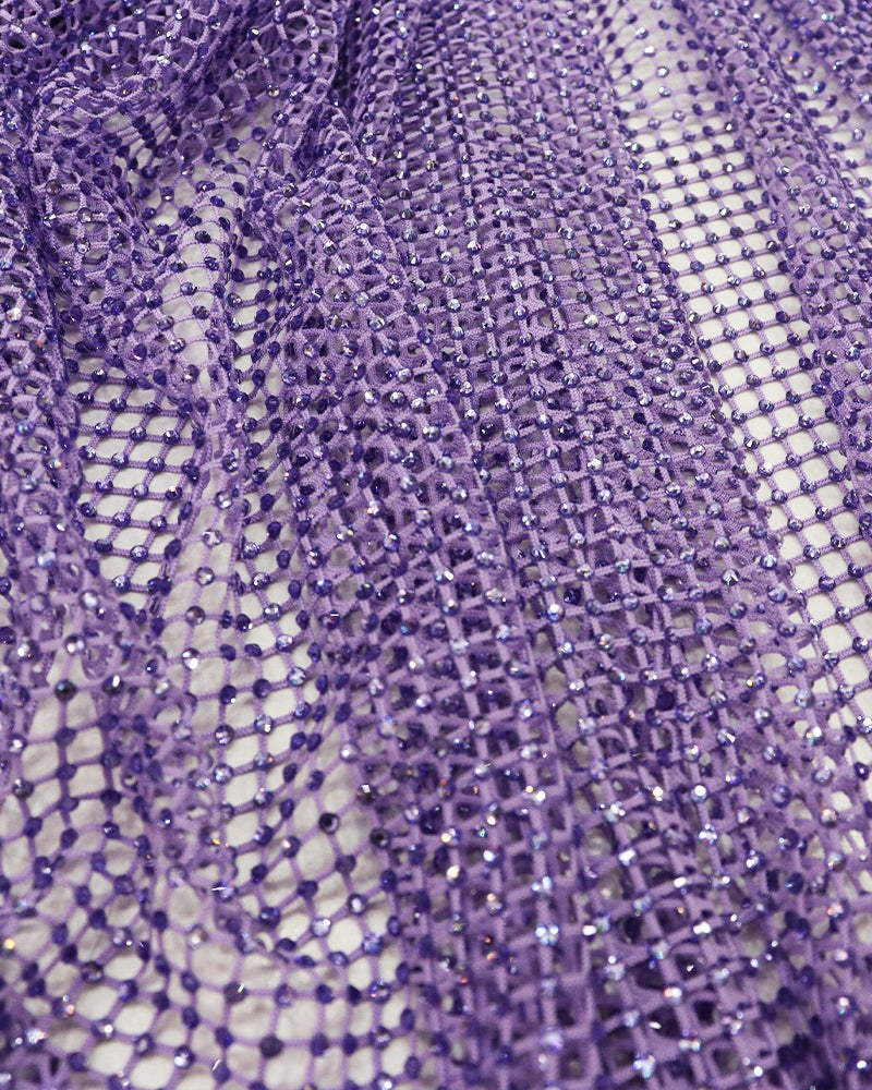 light violet swarovski crystal mesh fabric