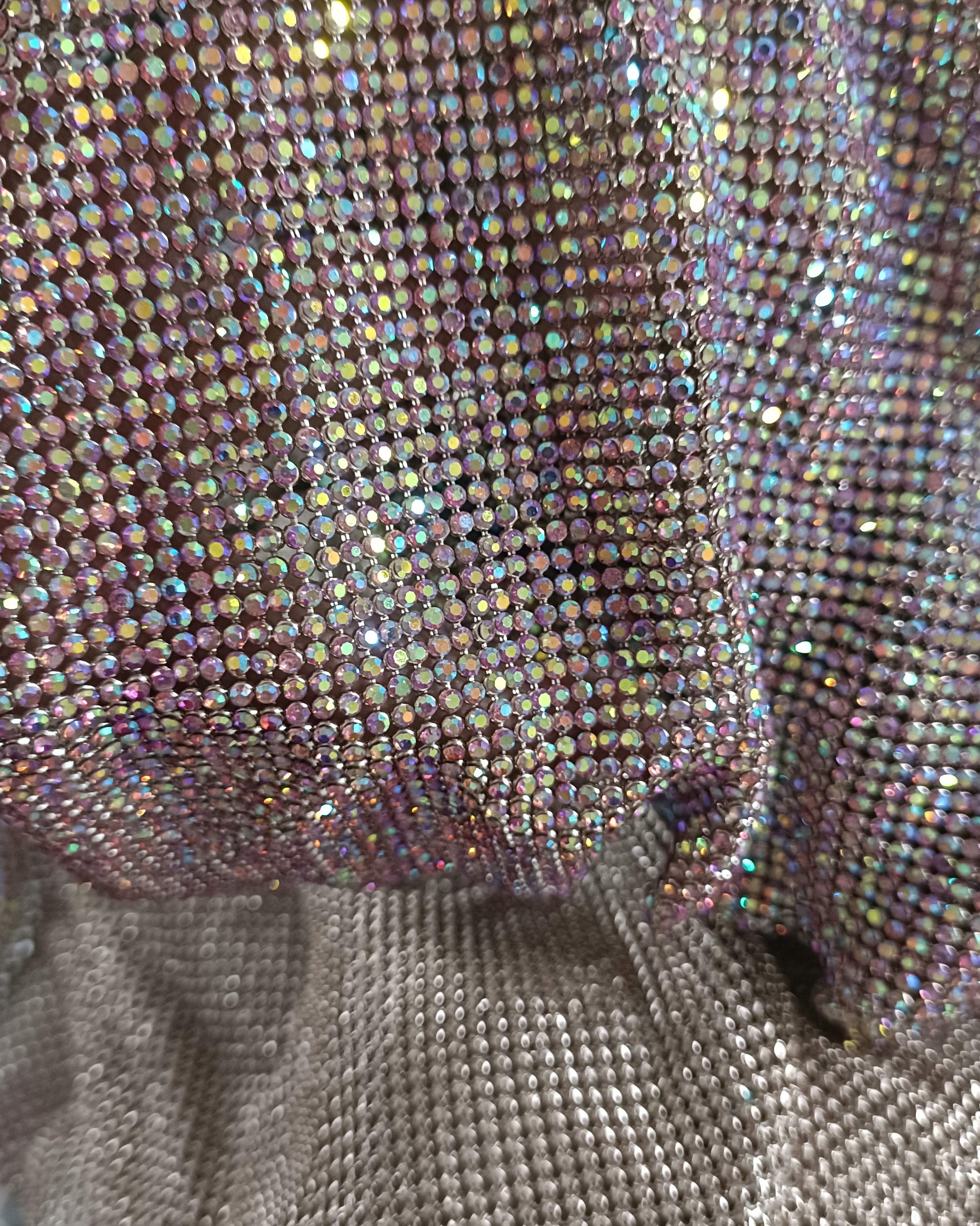 lt rose ab crystal mesh chainmail swarovski fabric