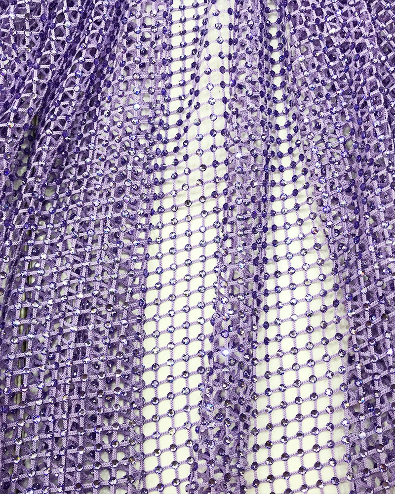 light violet swarovski crystal mesh fabric