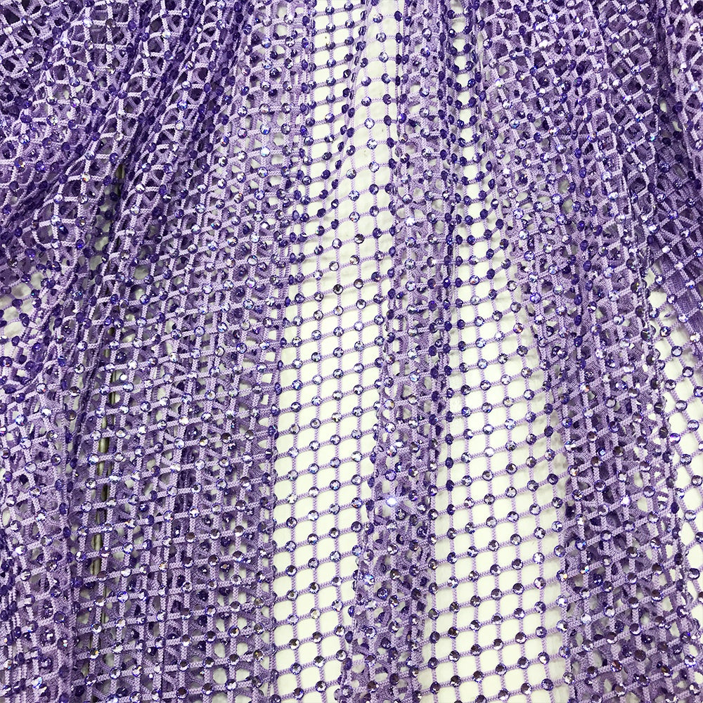 light violet swarovski crystal mesh fabric
