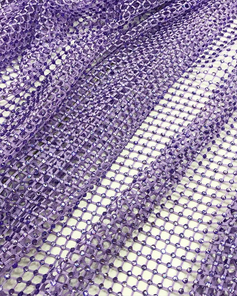 light violet swarovski crystal mesh fabric