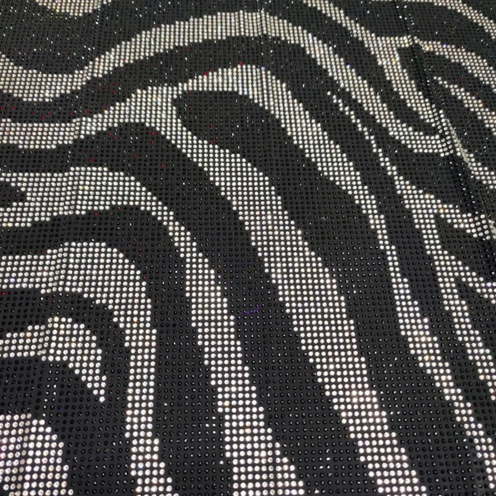 lycra zebra print crystal rhinestone stretchable fabric