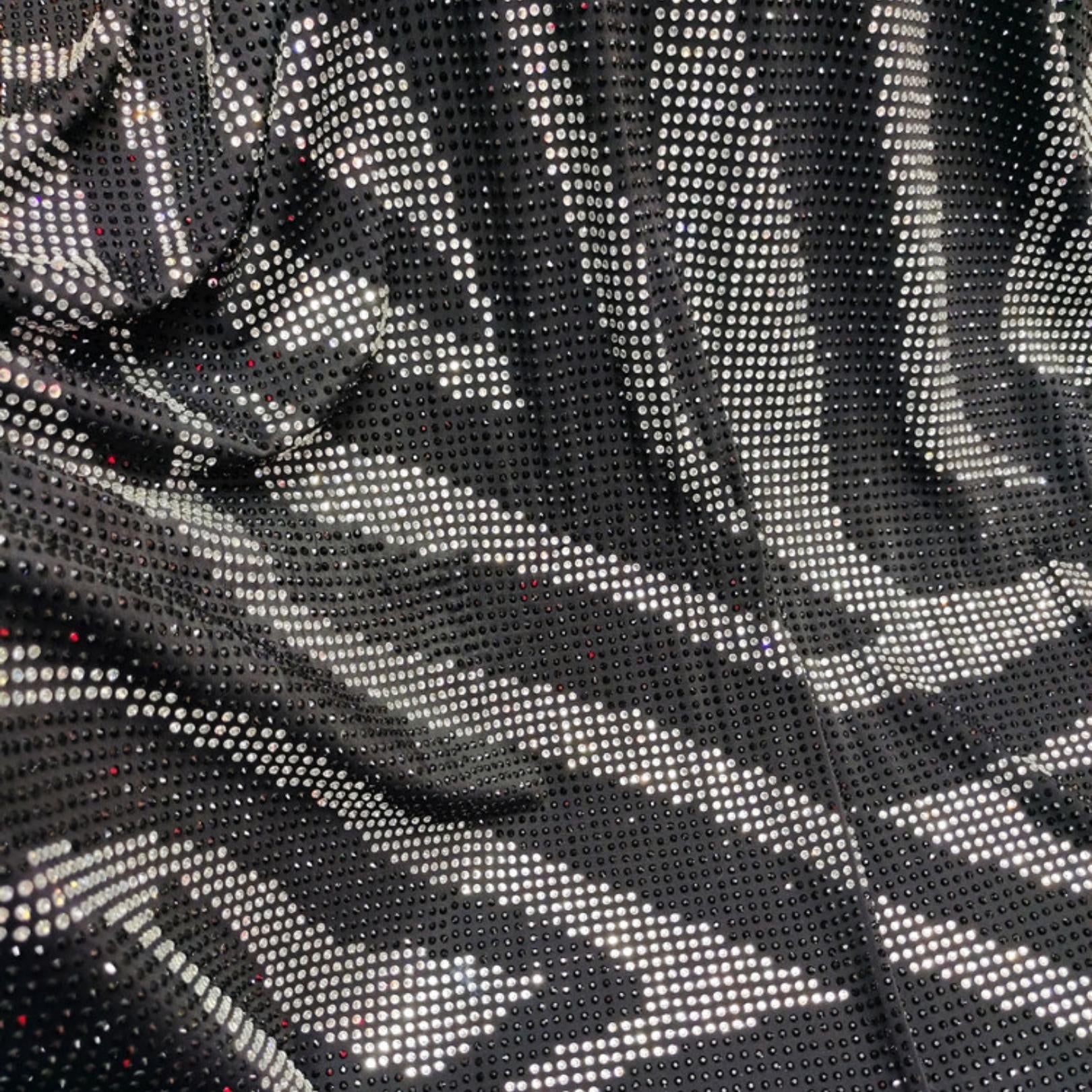 lycra zebra print crystal rhinestone stretchable fabric