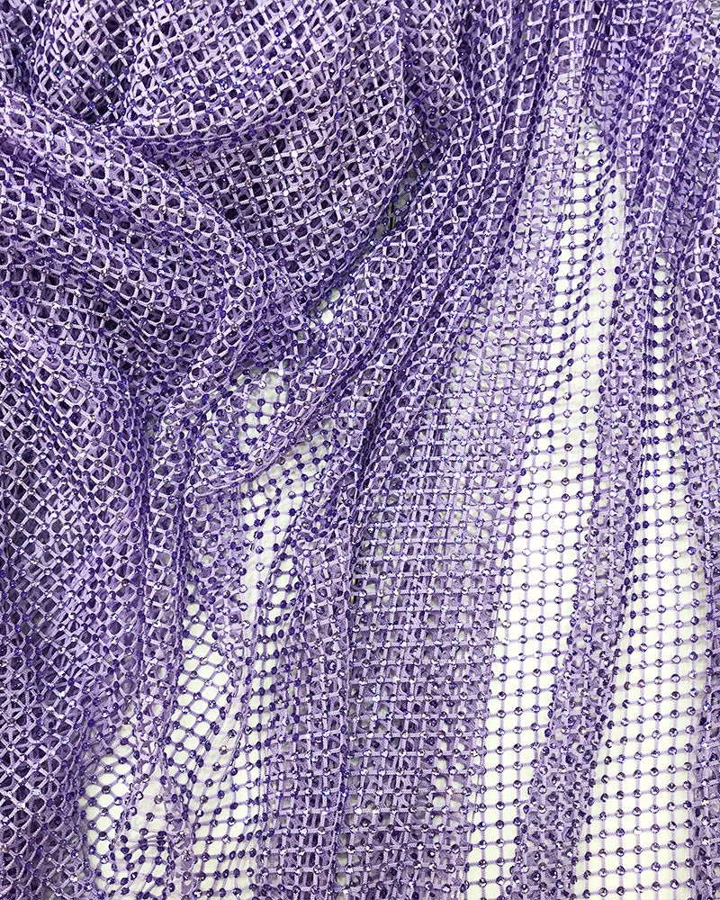 light violet swarovski crystal mesh fabric