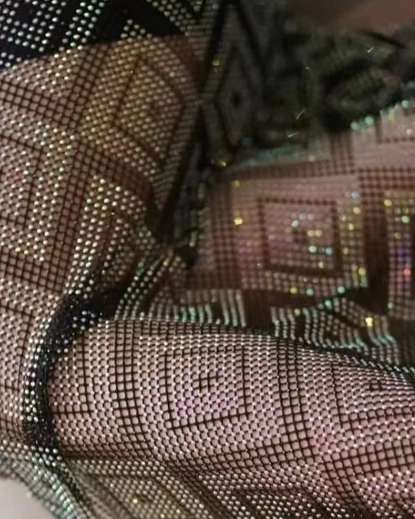 crystal rhinestone fishnet stretchable swarovski fabric