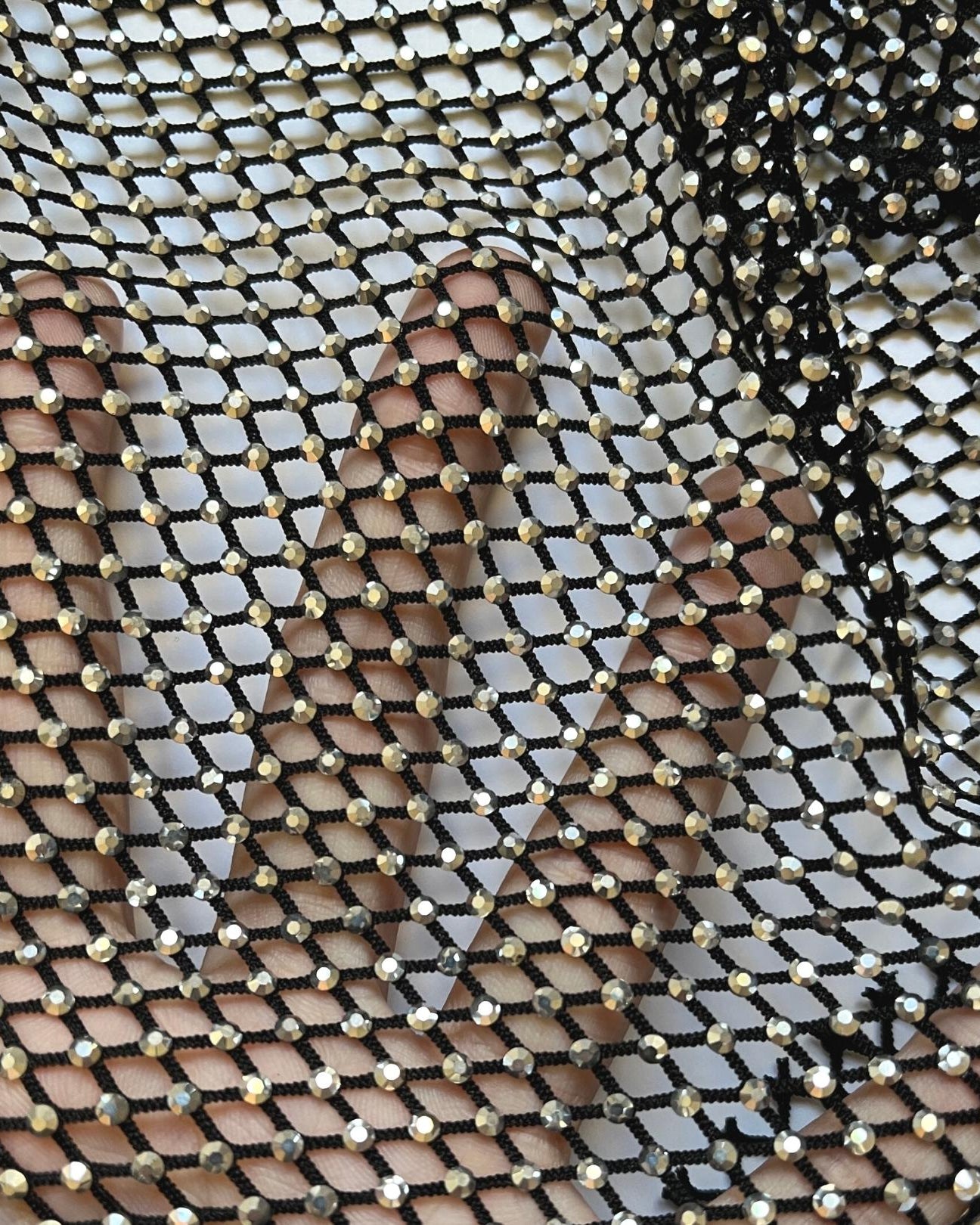 labrador silver crystal mesh swarovski fabric