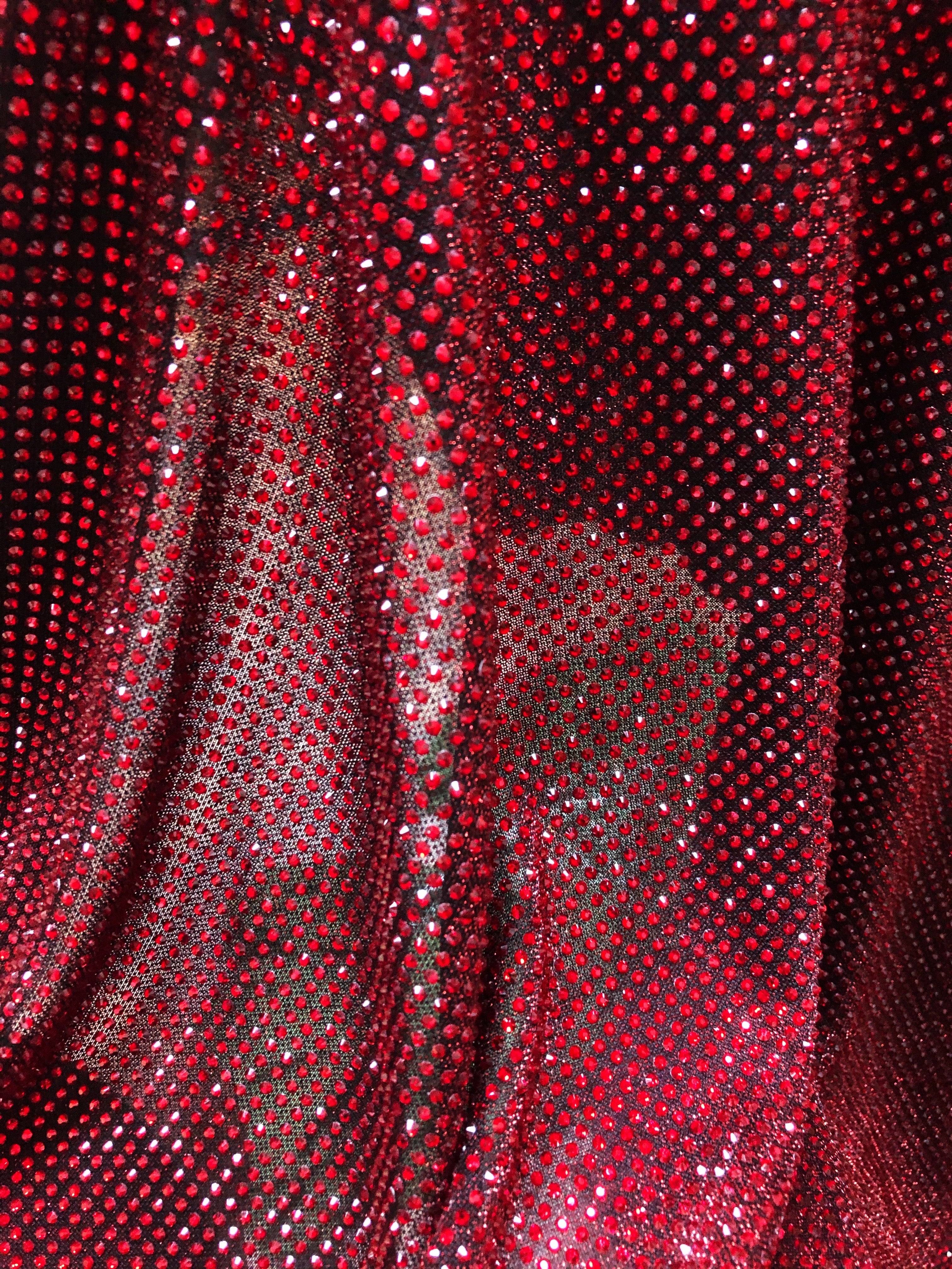 siam lurex fabric with swarovski hotfix crystals