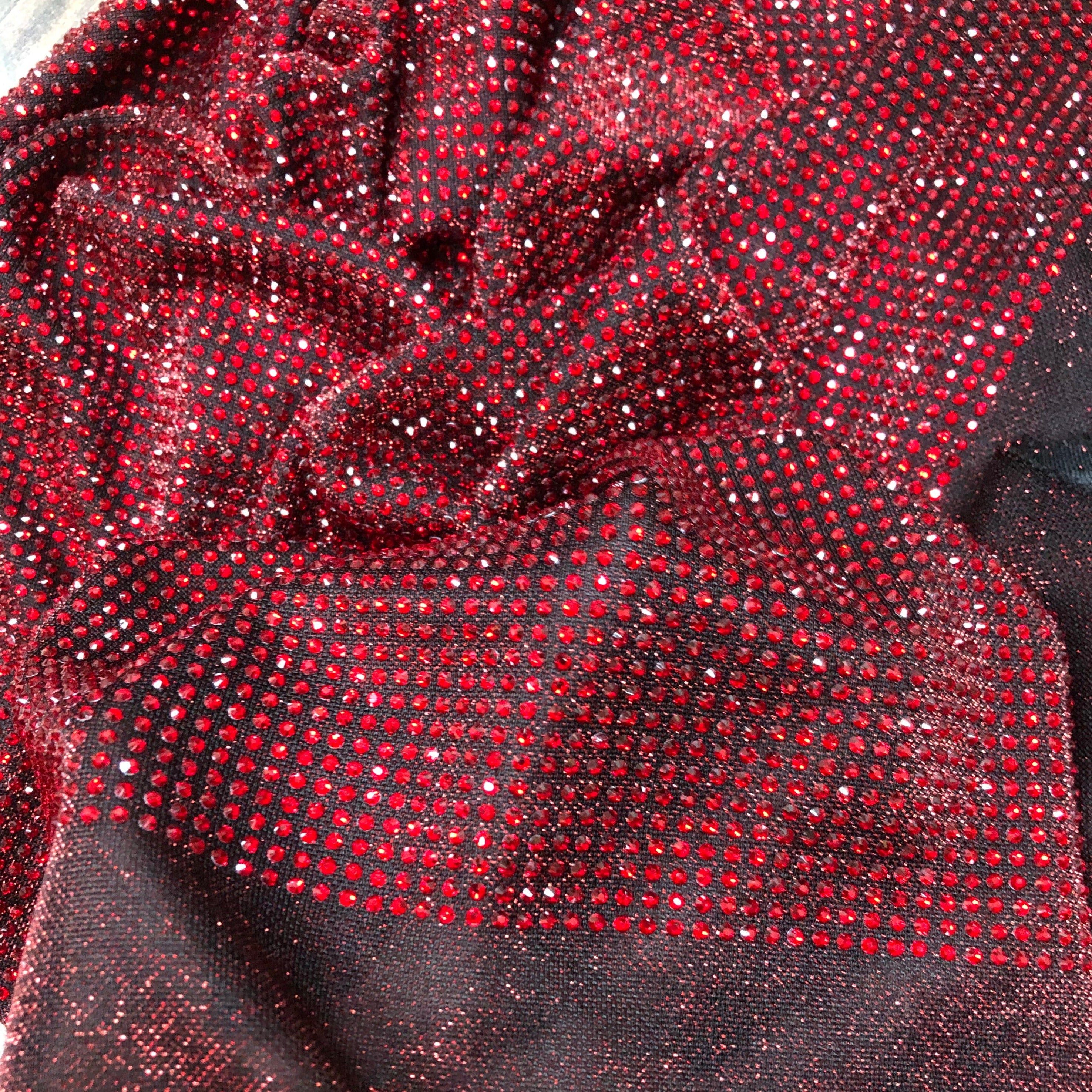 siam lurex fabric with swarovski hotfix crystals