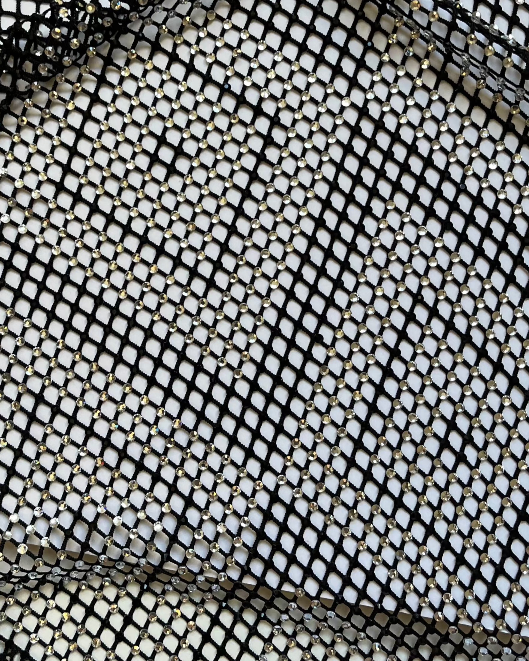 crystal rhinestone fishnet stretchable swarovski fabric