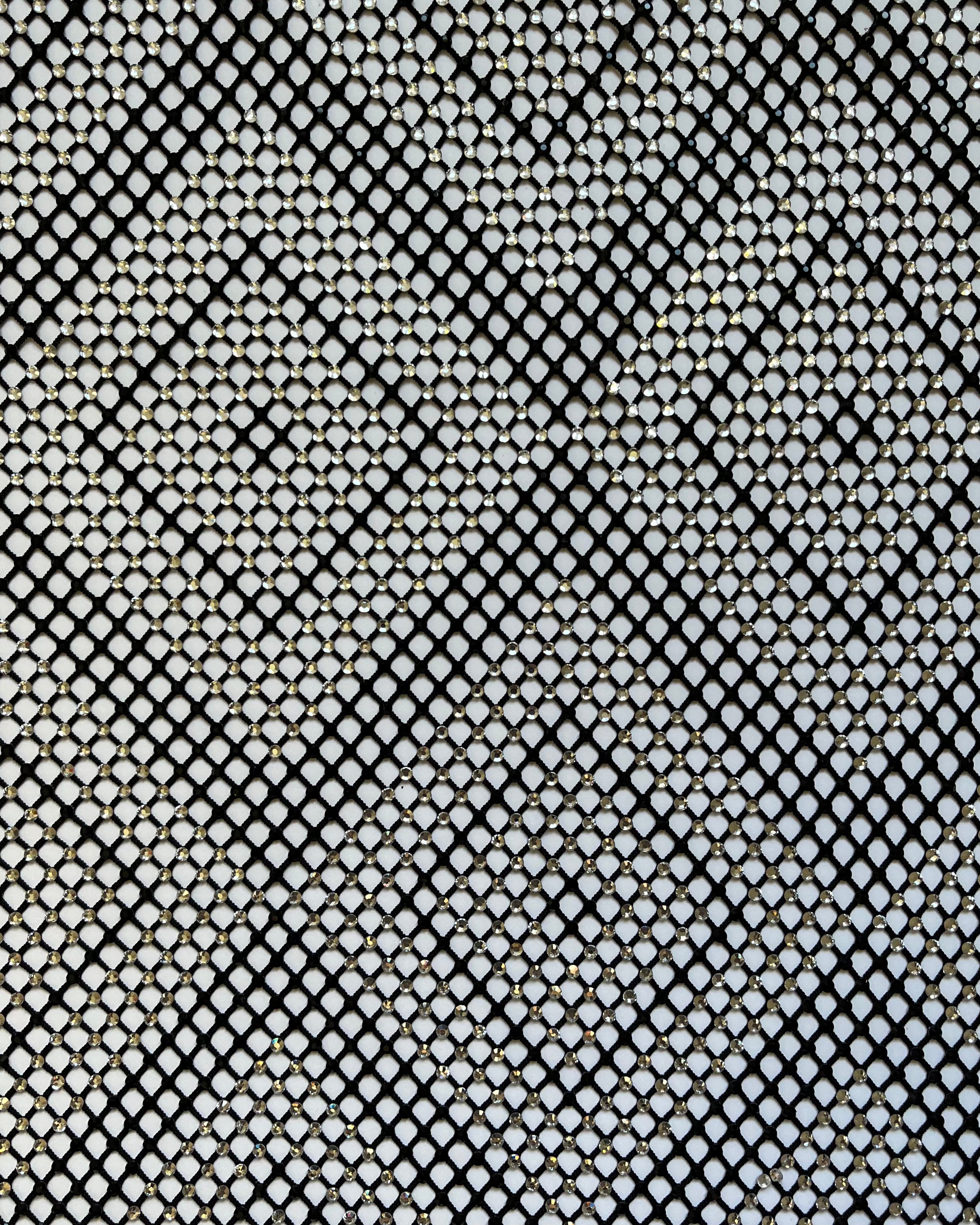 crystal rhinestone fishnet stretchable swarovski fabric