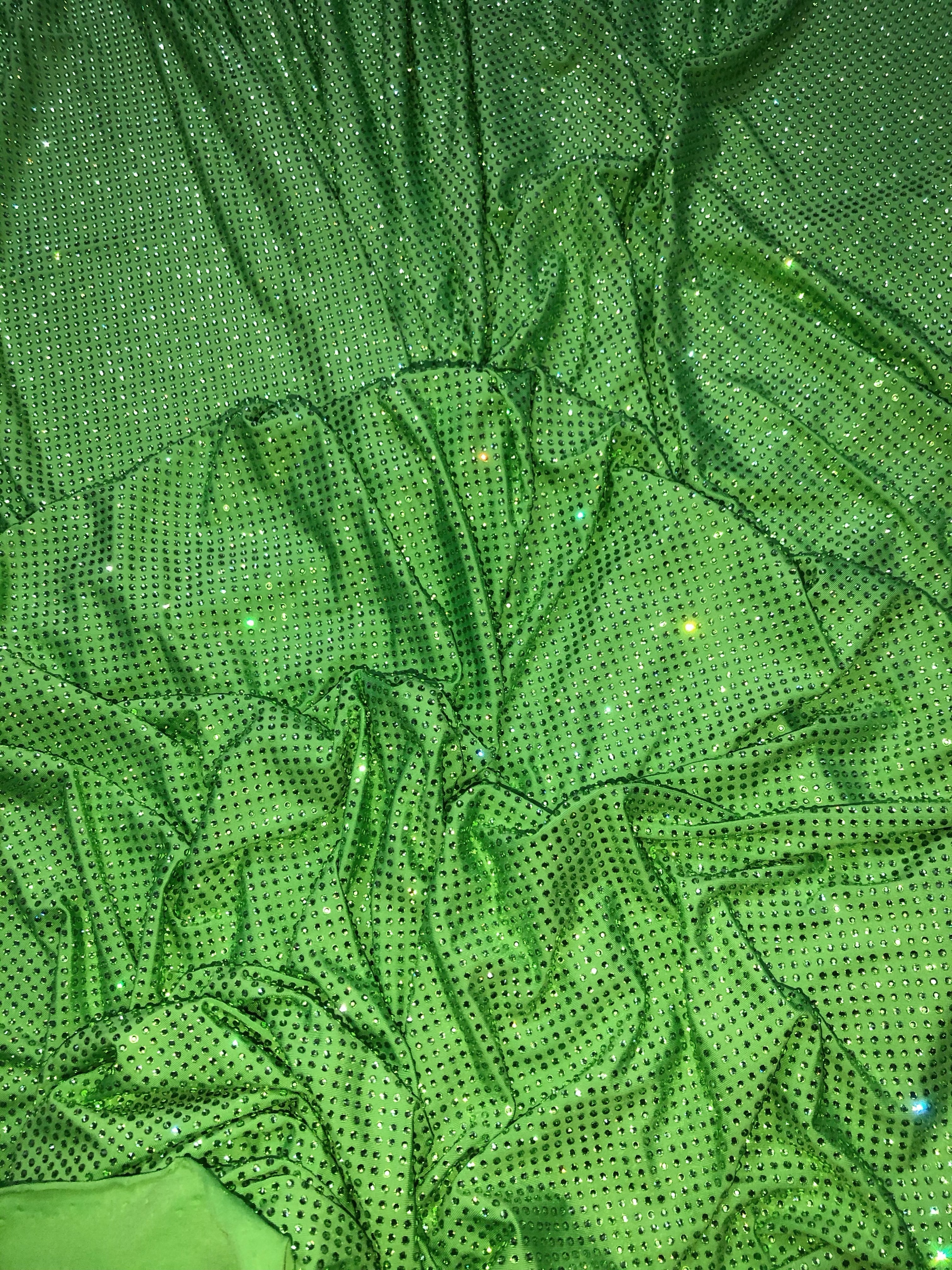 peridot swarovski crystal lycra fabric