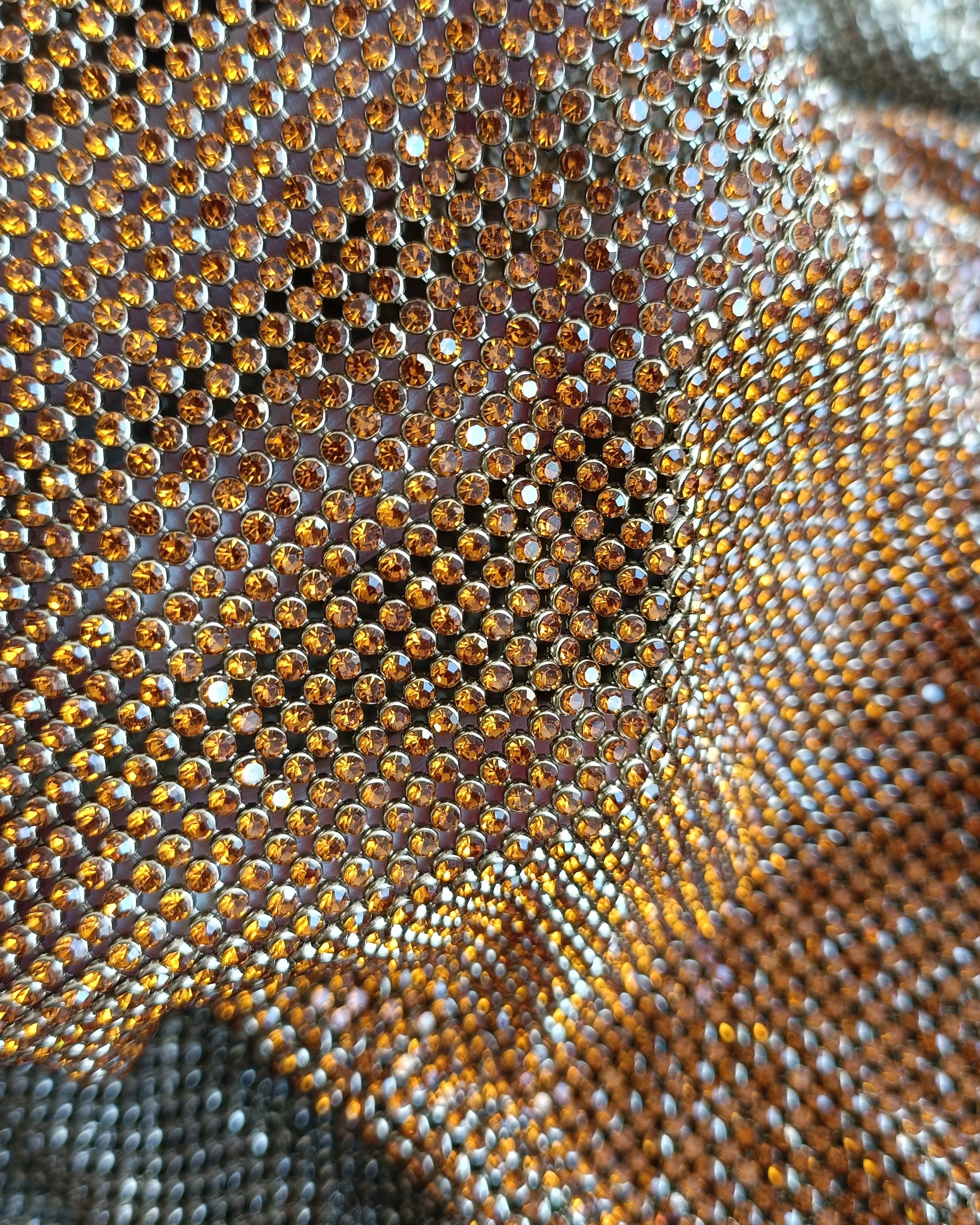 Light orange crystal mesh fabric