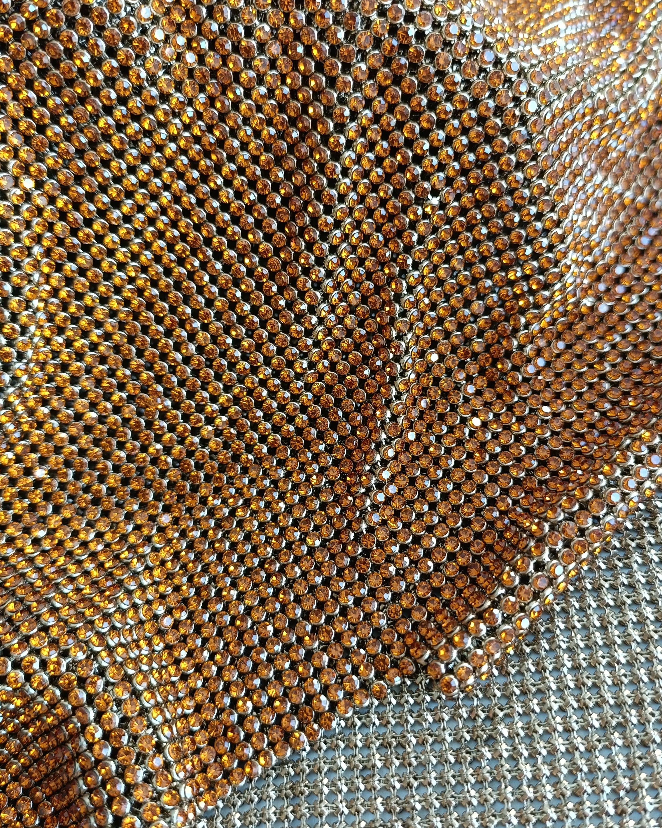 Light orange crystal mesh fabric