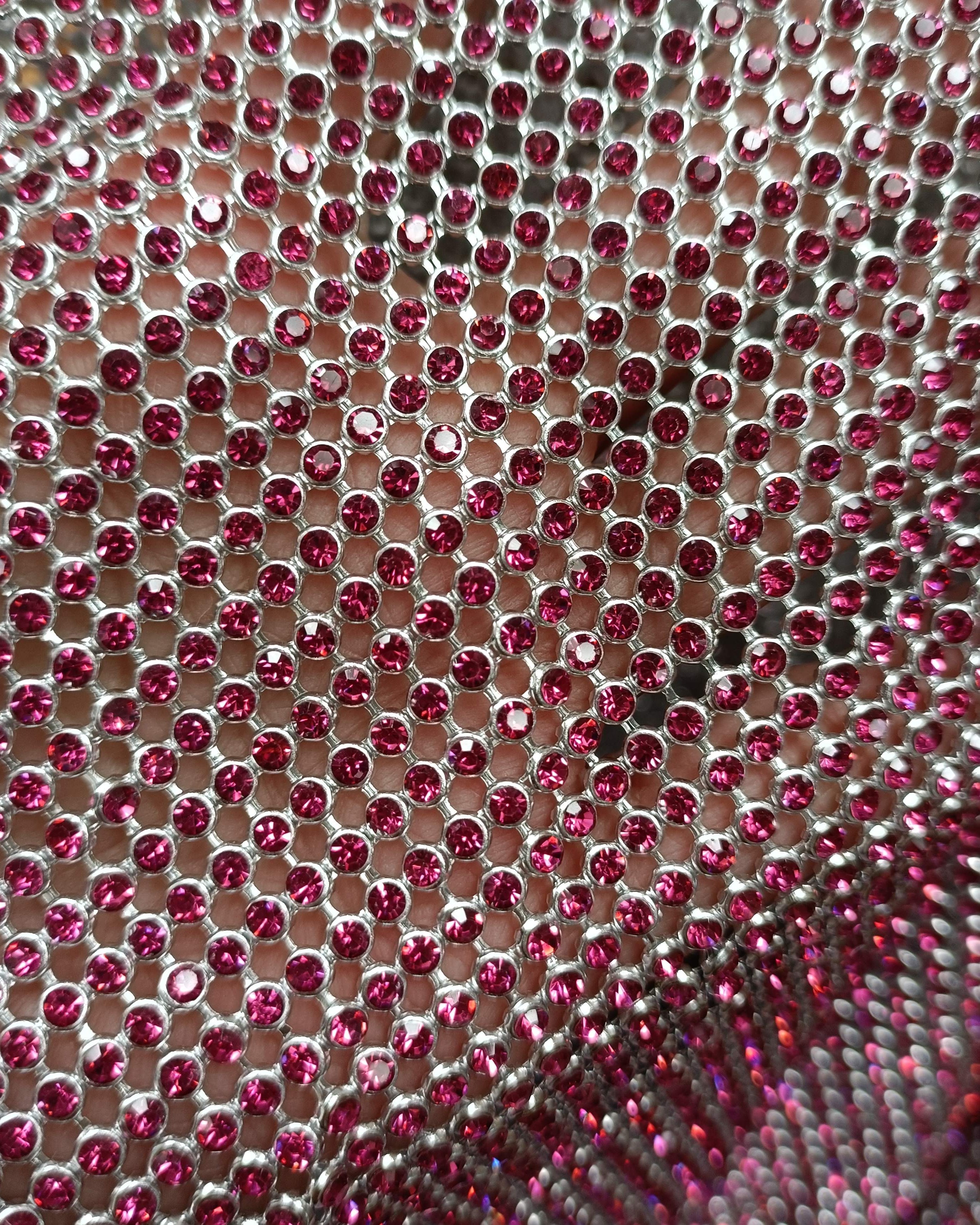light rose crystal mesh swarovski fabric