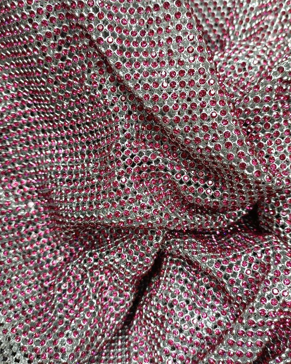 light rose crystal mesh swarovski fabric