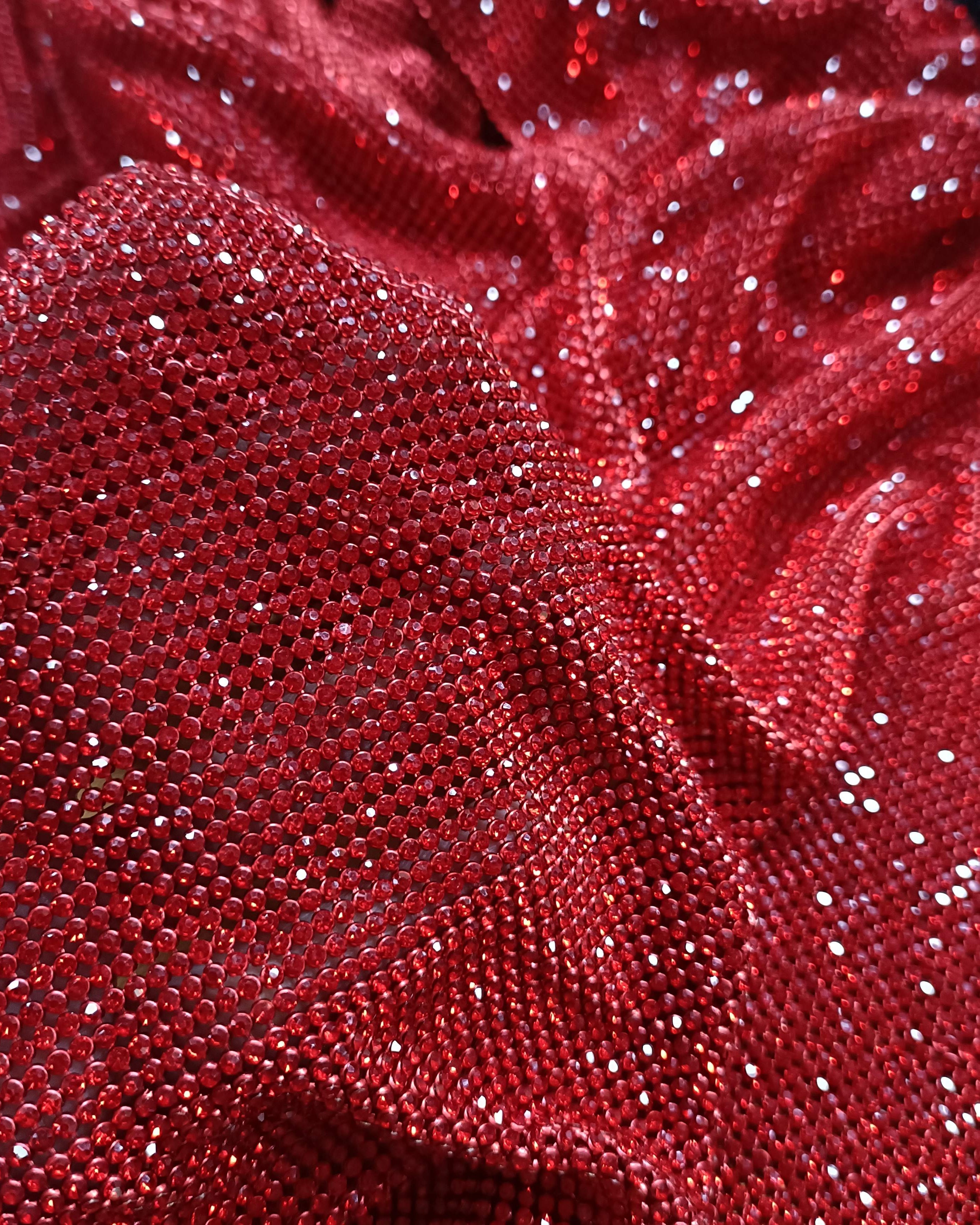 red lt siam 2mm crystal mesh aluminum fabric
