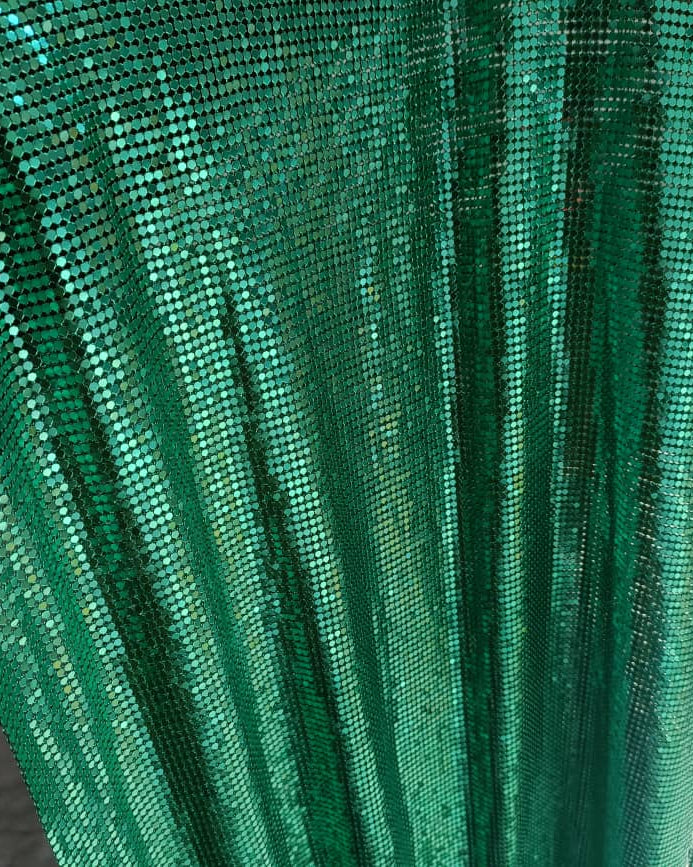 green metal mesh chainmail fabric