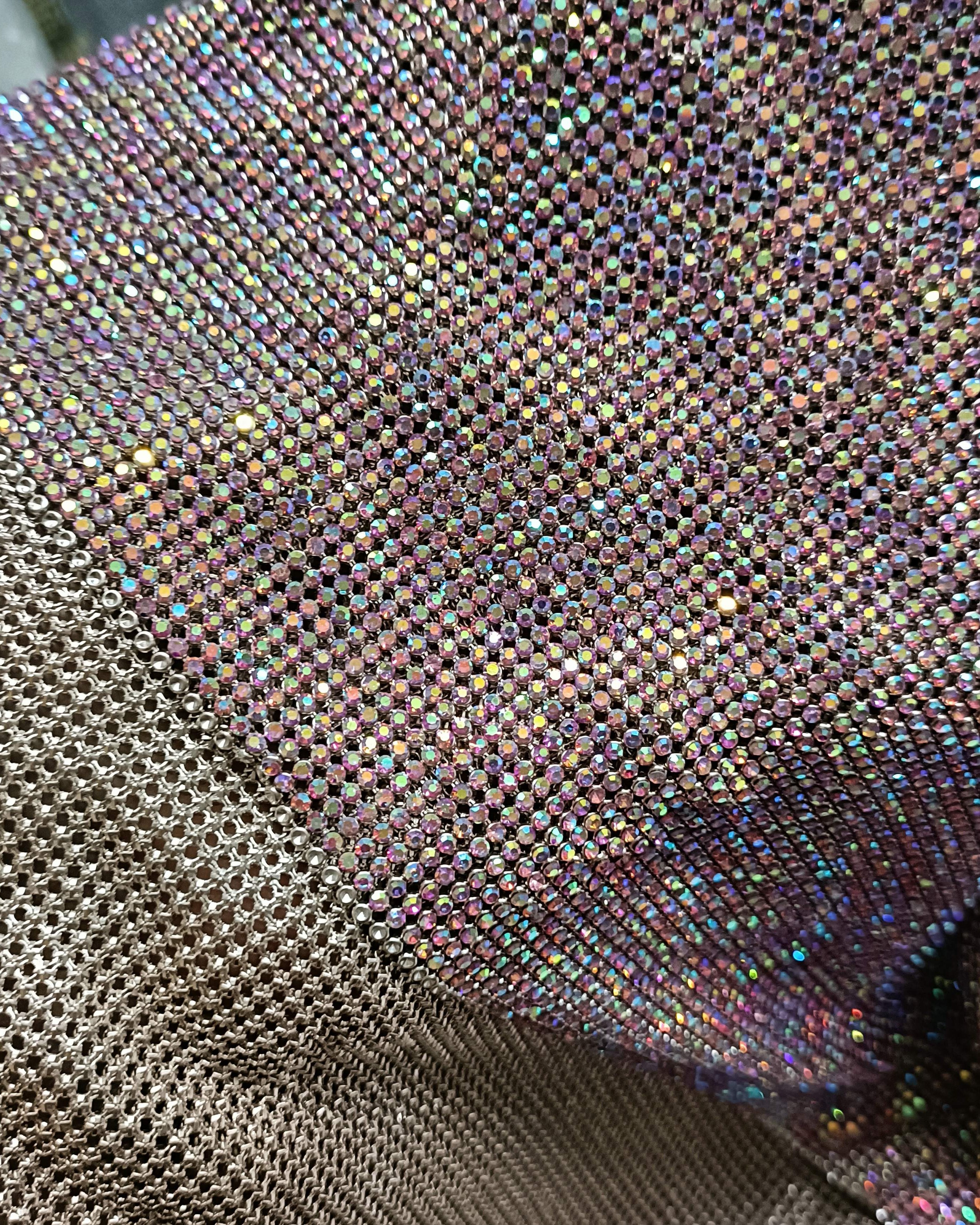 lt rose ab crystal mesh chainmail swarovski fabric