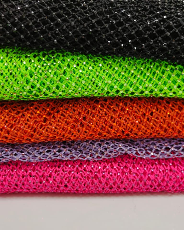 crystal fishnet swarovski fabric