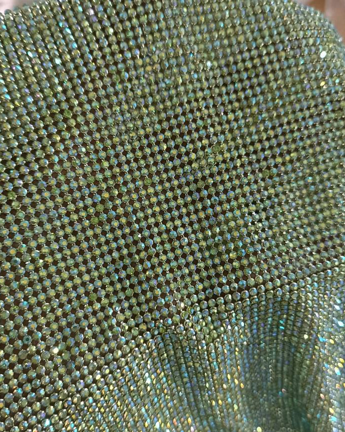 peridot ab crystal mesh fabric
