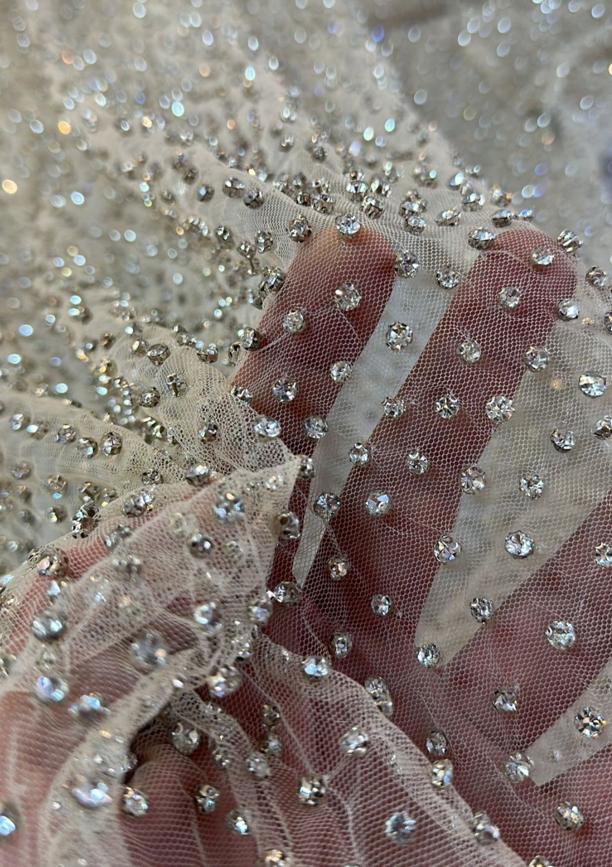 Hand-Beaded Crystal Tulle – Atelier Rioux Fabric Store