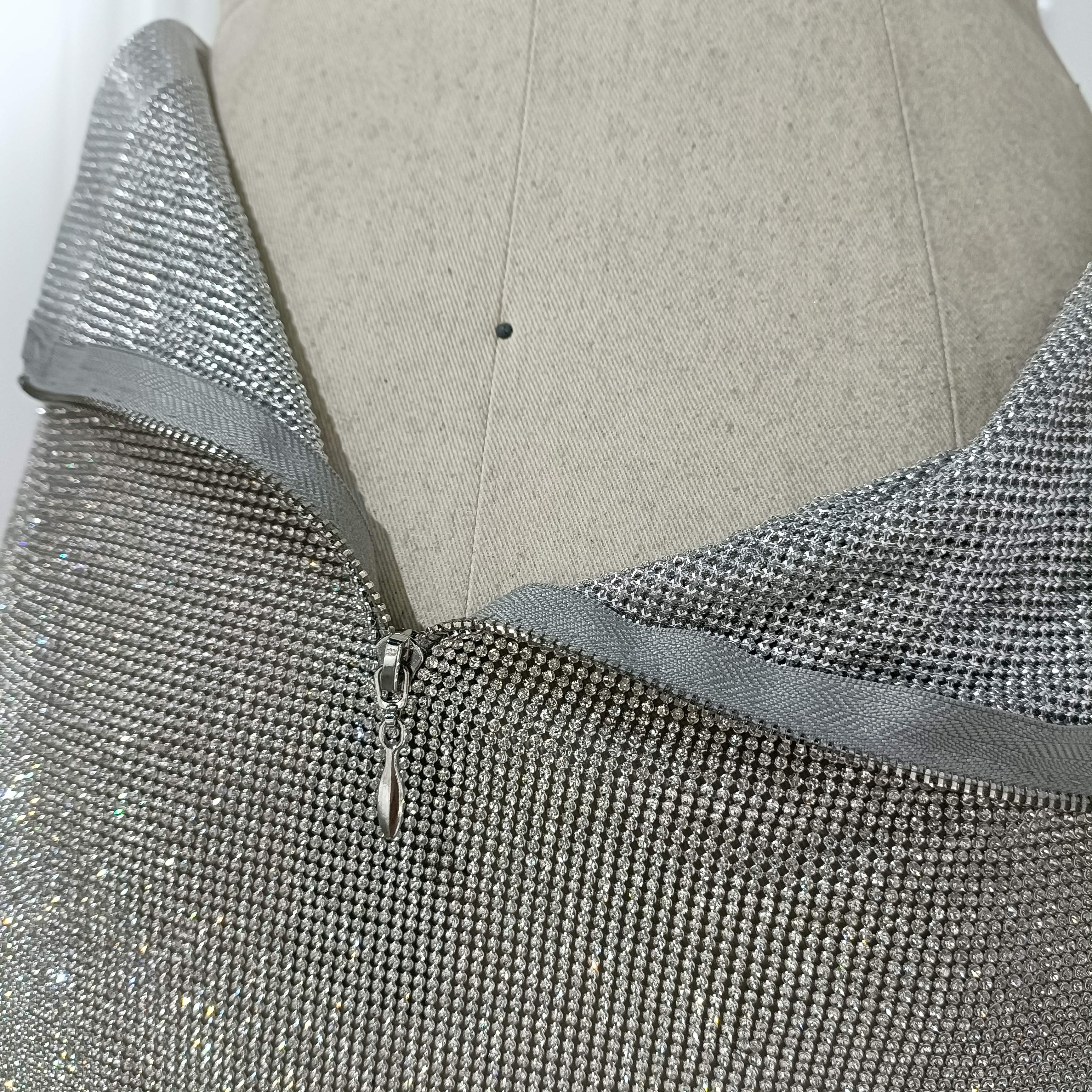 Silver Crystal Mesh Mini Skirt – Atelier Rioux Fabric Store