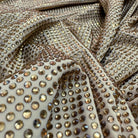 LT Topaz Swarovski Crystal Stretchable Rhinestone Embellished Luxury Lycra Fabric for Haute Couture Fashion Designer