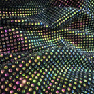 Swarovski Rainbow Colorful Crystal in Black Stretchable Fabric for dresses