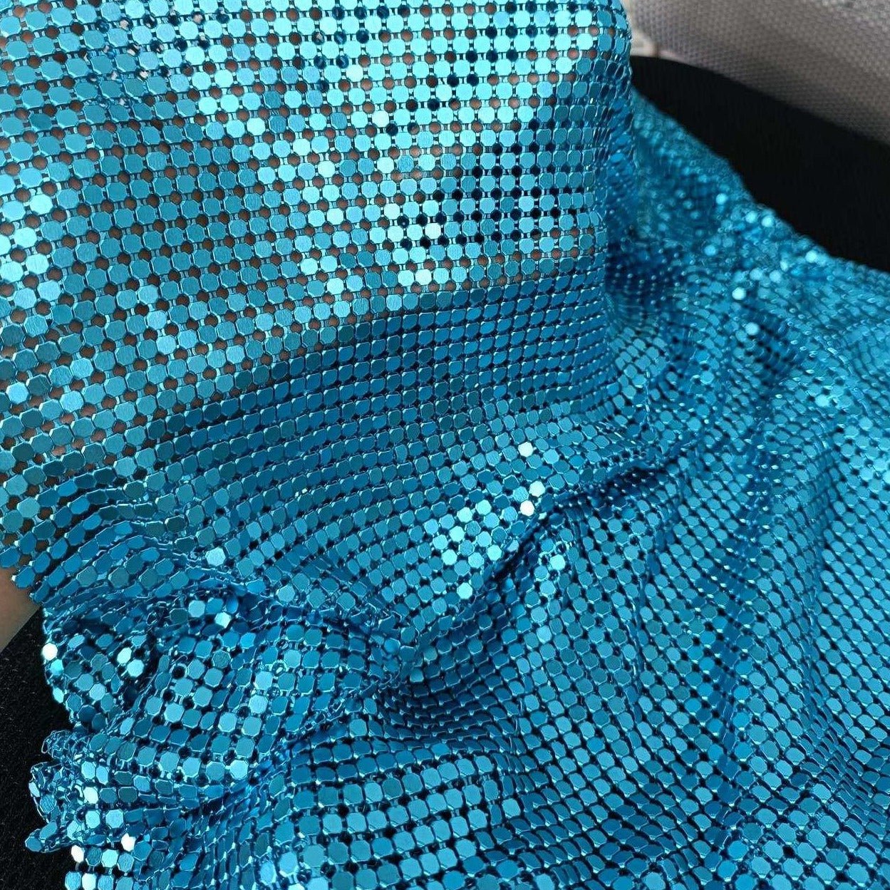 Aluminum Metal Mesh | Aquamarine Blue - Atelier Rioux Fabric Store