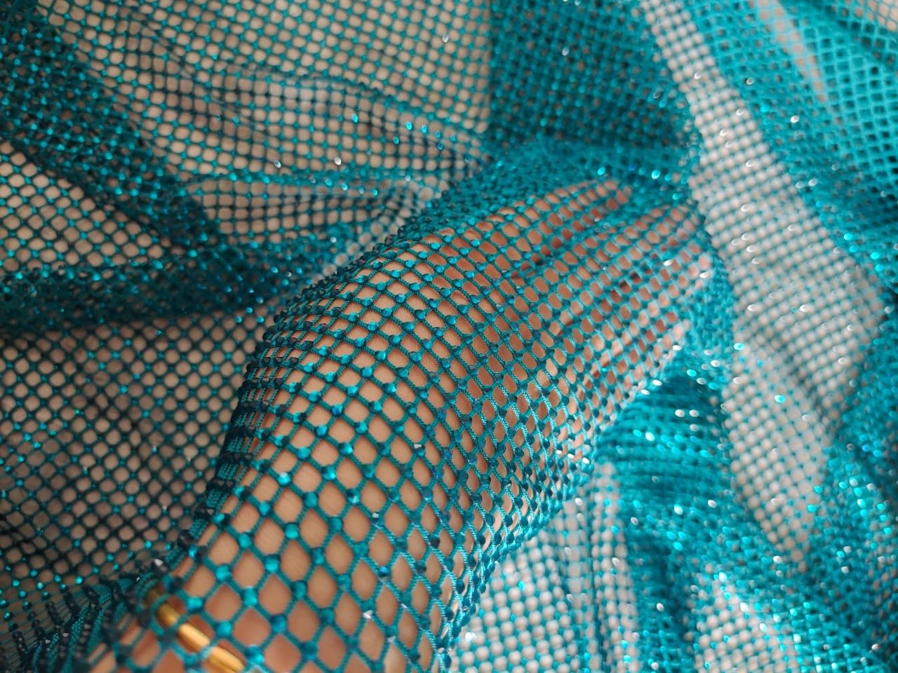 Blue Zircon in Blue Fishnet - Atelier Rioux Fabric Store