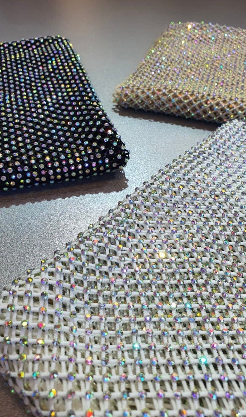 Crystal Fishnet | Crystal AB in Black Fishnet - Atelier Rioux Fabric Store