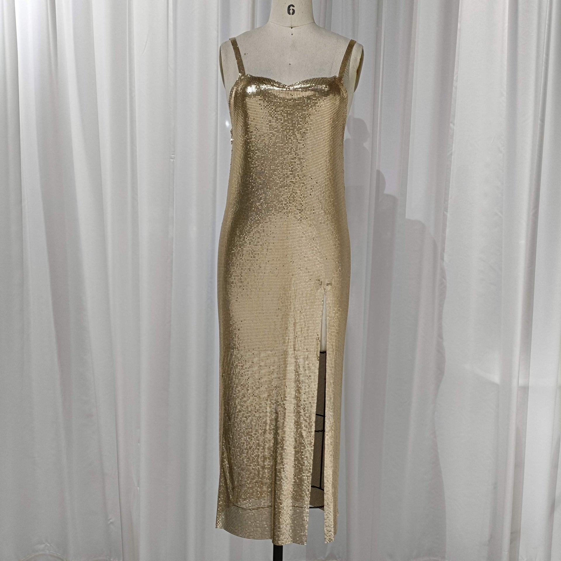 Gold Metal Mesh Midi Party Dress Atelier Rioux Fabric Store Gold Metal Mesh Midi Party Dress Atelier Rioux Fabric Store